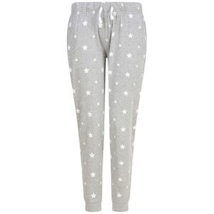 SF Womens/Ladies Stars Lounge Pants / Heather Grey/White